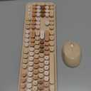 HotFox Wireless Keyboard and Mouse Combo, Full-Size Retro Typewriter Keyboard with Round Keycaps, Ergonomic Design for Windows PC, Home and Office Use -Brown