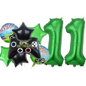 KUNGOON 11th Birthday Gamer Party Balloons,Video Game Controller Balloons for Boys,9pcs Game Themed 11th Birthday Party Decorations. (Black and Green)