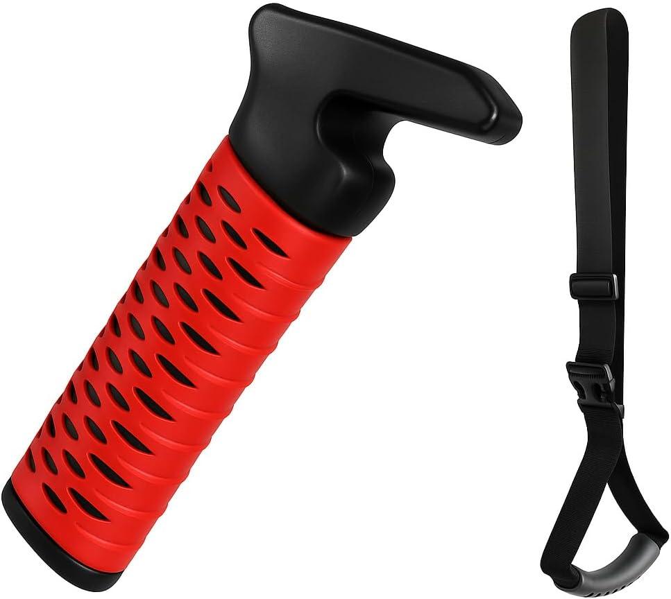 CAidRE Car Door Handle for Elderly, Car Handle Assist Support, Portable Elderly Assistance Mobility Aids for Getting Out of Car, Auto Grab Cane Nylon Strap for Seniors and Handicapped, Red (1 Pack with Strap)