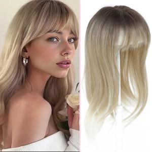 Hair Topper 18 inch Hair Topper with Bangs 4"×5" Base Hairpieces for Women with Thinning hair