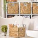 Layhit 4 Pcs Wicker Storage Basket Water Hyacinth Handwoven Baskets with Handles Foldable Woven Organizer Multipurpose Wicker Storage Bins for Bedroom Living Room(16 x 11 x 11'',Natural)