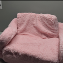 Kids Sofa, 2-in-1 Flip-Out Foam Couch with Soft Sherpa Cover, Cozy Play Lounge Chair, Pink (Medium)