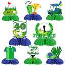 Jollyboom Golf 40th Birthday Decorations for Him, 8Pcs Foretee Golf Birthday Decorations Golf 40th Honeycomb Centerpieces Happy 40th Birthday Table Decoration for Men Golf Sports Theme Birthday Party