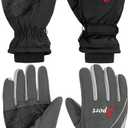 Lewtemi 2 Pairs Mens Snow Gloves Waterproof Winter Ski Gloves Mittens Warm Insulation Snowboarding Gloves for Cold Weather (Black, Dark Gray)