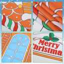 3 Pcs 157" Large Christmas Gingerbread Classroom Door Decorations Christmas Gingerbread House Party Porch Banner Front Door Cover Xmas Background for Office Decorations Photo Background