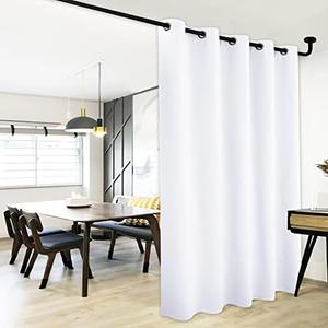 NICETOWN Sliding Door Curtain Window Treatment, Energy Smart Thermal Insulated Extra Wide Solid Blackout Curtain Drape for Patio Door (Pure White, W70 x L84)