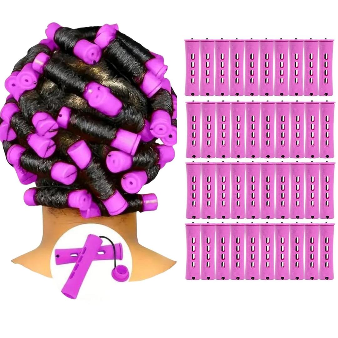Perm Rods Set for Natural Hair 40pcs Plastic Cold Wave Rods for Long Short Hair Rollers Large Hair Curling Rods for Women Purple (1 Count (Pack of 40))