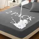 Twin Mattress Protector 2 Pack, Waterproof Mattress Pad Washable Rayon Mattress Cover Breathable Noiseless Bed Protector 3D Patterns 5" - 21'' Elastic Fitted Deep Pocket (Dark Grey)