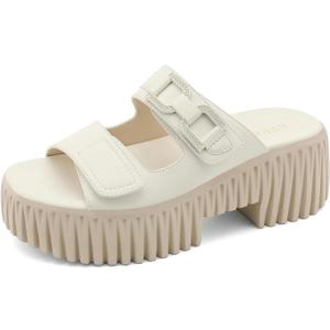 UBFEN Womens Chunky Wedge Platform Sandals Adjustable Double-Strap Square | Toed Open-Toe Style Suitable for Outdoor Casual Wear