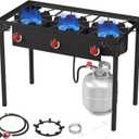 High Pressure Propane Burner, 3 Burner Camping Stove with Detachable Legs, 225,000 BTU Propane Gas Stove Burner with 0-20 PSI Regulator for Camping, Tailgating, Backyard, Outdoor Cooking