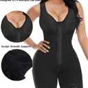 Women's Full Body Shapewear Bodysuit, Black Compression Garment with Lace Trim, Adjustable Straps, Tummy Control, Post-Surgery Recovery Wear (Black, M)