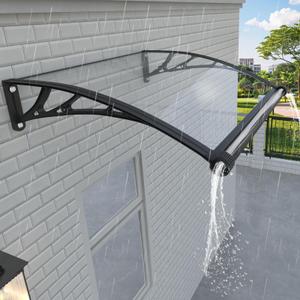 Awning for Door Entrance 32x60 Inch, Polycarbonate Canopy Front Door Awnings Exterior with Separate Drainage, All-Weather UV, Rain & Snow Protection for Porch, Patio, Window, or Deck
