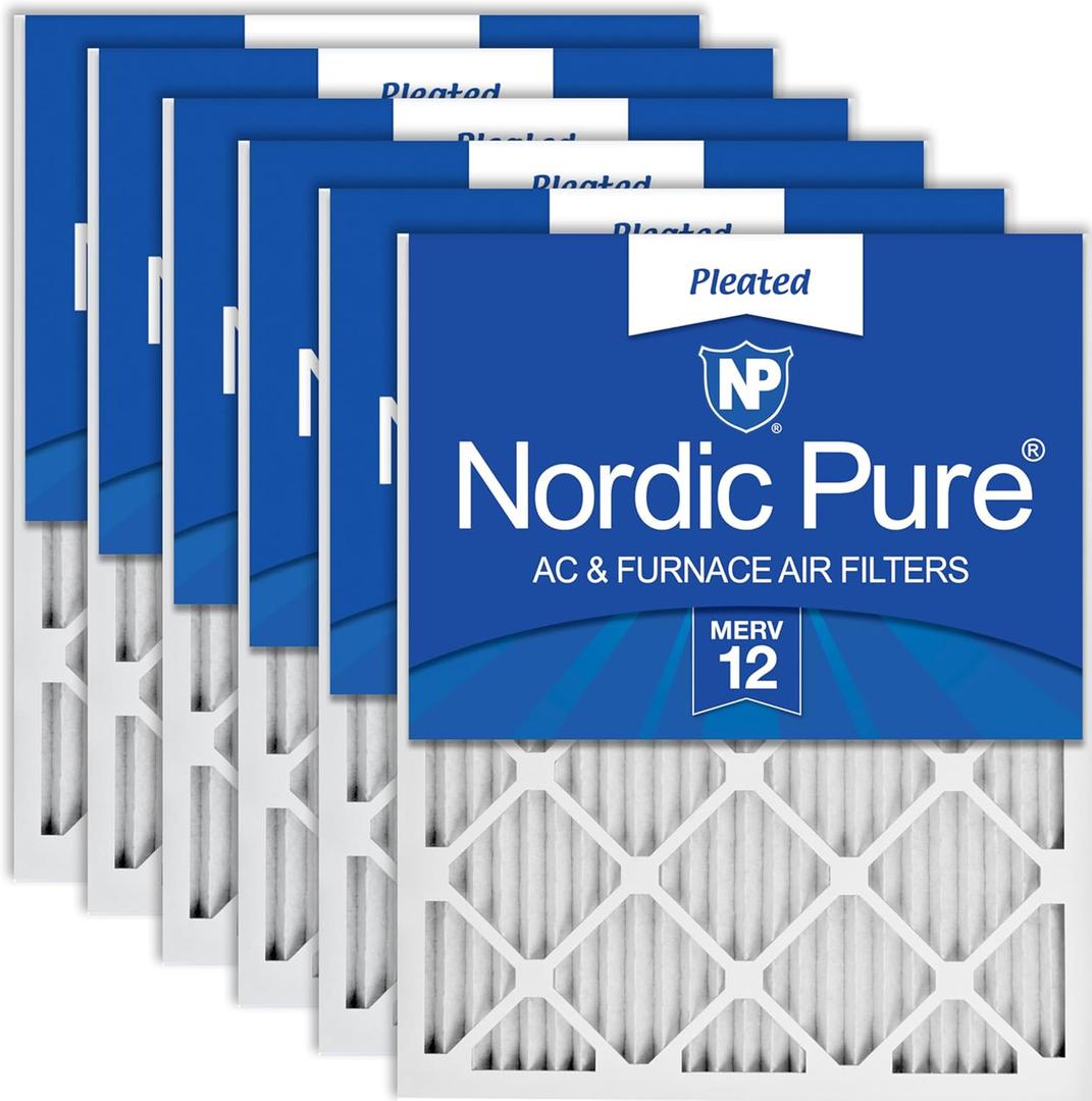 Nordic Pure 16x25x1 (15 1/2 x 24 1/2 x 3/4) Pleated MERV 12 Air Filters 6 Pack