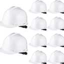 Leumoi 10 Pcs Suspension Hard Hat, Construction Hard Hat for Safety, Ratchet Cap Style with Self Adjusting Crown Straps for Man Woman (White)