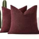 16x16 Boucle Throw Pillow Covers, Set of 2, Burgundy