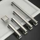 Amerdeco 10 Pack Brushed Satin Nickel Cabinet Pulls 10 Inch(256mm) Hole Center Cabinet Hardware Kitchen Cabinet Handles for Bathroom Drawer Pulls Dresser Pulls ZH0001