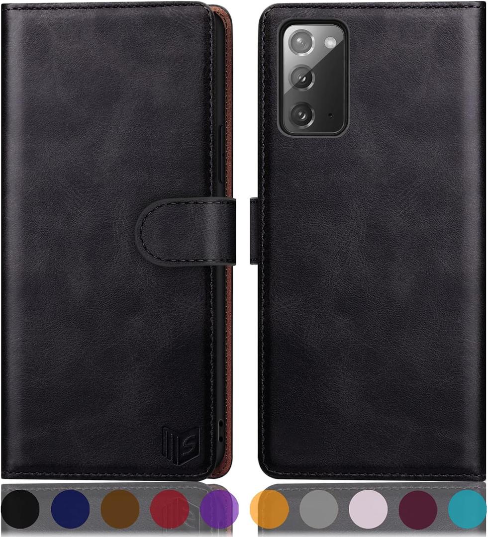 SUANPOT for Samsung Galaxy Note 20 5G 6.7" with RFID Blocking Leather Wallet case Credit Card Holder, Flip Folio Book Phone case Shockproof Cover Women Men for Samsung Note 20 case Wallet Black