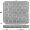 Silicone Dish Drying Mat for Multiple Usage,Easy clean,Eco-friendly,Heat-resistant Silicone Mat for Kitchen Counter or Sink,Refrigerator or Drawer Liner Grey XL 18 inches x 16 inches (Gray)