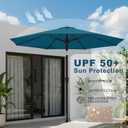 9ft Patio Umbrella with Push Button Tilt and Crank,Outdoor Market Table Umbrella UV Protection 8 Sturdy Ribs for Backyard,Garden,Pool,Deck(Lake Blue)