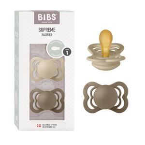 BIBS Pacifiers - Supreme Collection | BPA-Free Baby Pacifier | Made in Denmark | Set of 2 Vanilla/Dark Oak Color Premium Soothers | Size 0-6 Months