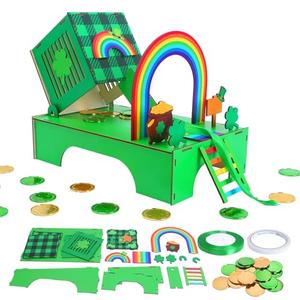 Fennoral St Patrick's Day Leprechaun Trap Kit for Kids DIY Wooden Leprechaun Craft Kit to Catch A Leprechaun for Kids Classroom Activity,St. Partrick Day Decorations Party Supplies