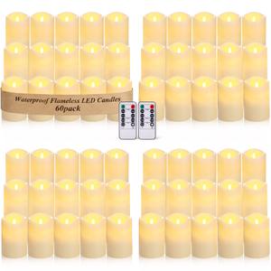 Retisee 120 Pcs Flameless Pillar Candles Bulk LED Candles with Remote Timer