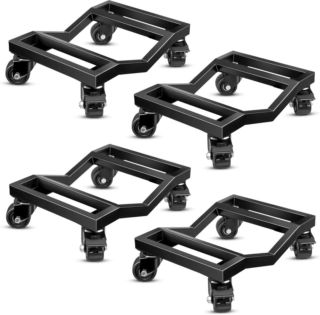 KEDSUM Car Dolly Set of 4, 6000 LBS Wheel Dolly, Heavy Duty Vehicle Dollies, Double V-Shaped Design & Nylon Casters with Brakes Used for Moving Cars, Trailers, SUV, Motorcycles and Boats