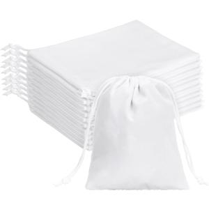 G2PLUS 20PCS White Velvet Drawstring Bags - 4.7x6 In Small Velvet Jewelry Pouches, Christmas Gift Bags for Candy, Birthday, Wedding Party Favors
