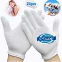 Cotton Kids Gloves - 24pcs Soft White Moisturizing Eczema Gloves for Dry Hands SPA Inspection (X-Small)
