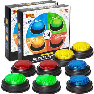 8-Pack Buzzers for Trivia Games, Kids Toys Board Games with Lights and Sound for Classroom, Family Games, Parties, Competition, Game Show and More (Glow, Pack, 8)