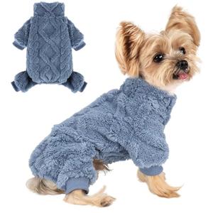 Dog Pajamas Small Sized Dog,Pajamas for Dogs, Sweater, Winter Clothes Outfits Chihuahua Yorkie Teacup Cat,Soft Cold Weather Pet Coat,Warm Fleece Puppy Pjs (XS, Blue,1 PC)