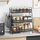 EKNITEY Bathroom Countertop Organizer Shelf - 3 Tier Counter Spice Rack Metal Makeup Rack Small Coffee Station Organizer for Sink/Bedroom/Living room/Kitchen/Office