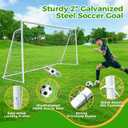 Soccer Goal 12x6,10x6.5, 8x6, 6x4FT Soccer Goals for Backyard Metal Soccer Goals for Kids Youth Adults Large Outdoor 2" Steel Soccer Goal Post Frame with Soccer Net Target Net Portable Agility Ladder