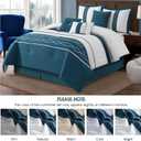 7 Piece Comforter Set, Queen, Green Geometric Clip Design, 100% Polyester, Luxury All Seasons Bed Set Includes Comforter, Bed Skirt, Pillow Shams, and Decorative Pillows