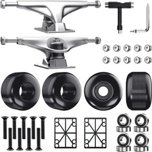 Jizmo Skateboard Trucks, Fits 7.75-8" Deck, Skateboard Wheels 52mm, Skateboard Bearings ABEC-9, Skateboard Pads, Skateboard Hardware Tool Combo Starter Set