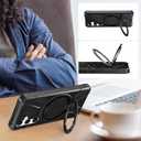 LUMARKE Strong Magnetic for Samsung Galaxy S24 Case - Military-Grade Drop Tested - Built-in Kickstand Shockproof Protective Phone Cover 6.1 for Women Girls - Black