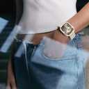 2 x Surace 2 in 1 Waterproof Bling Case Compatible for Apple Watch Series 9/8/7 41mm Screen Protector, Lace Edge Diamond Protective Bumper Face Cover for iWatch Accessories Women 41mm, Rose Gold