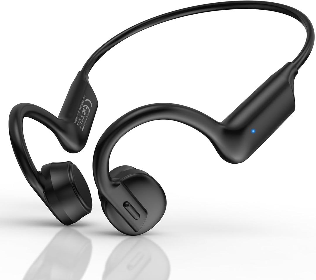 GUGTTR Bone Conduction Headphones Open Ear Headphones Bluetooth 5.3 Wireless Headphones with Mic,IPX5 Sweatproof Lightweight Sport Headset for Running Cycling Driving Workouts,with Earplugs