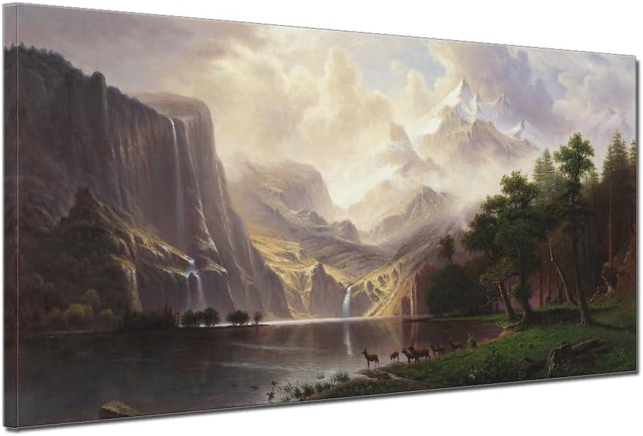 QBQT Sierra Nevada Mountains California Landscape Extra Large Artwork Living Room Bedroom Office Wall Art Fantasy Canvas Painting for Home Decor Frame 20x40inch