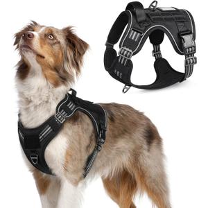 rabbitgoo Tactical Dog Harness Medium Sized Dog, No Pull Military Service Vest with Handle & Molle, Easy Control for Training Walking, Adjustable Reflective Straps, Black, Medium