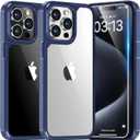 2 x TAURI 5 in 1 for iPhone 15 Pro max Case, with 2X HD Screen Protectors + 2X Camera Lens Protectors, [Military Grade Drop Protection] Shockproof Case for iPhone 15 Pro max 6.7 Inch Blue
