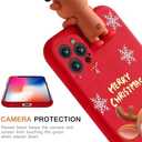 Christmas Case for iPhone 16 Pro Max, Silicone Red Cover with Lovely 3D Deer Doll Patterns Design Shockproof Soft Bumper Cartoon Cute TPU Xmas Present Skin for iPhone 16 Pro Max 6.9", Elk