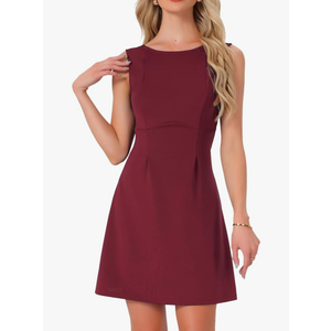 Women's Summer Sleeveless Dress Backless Boat Neck A-line Tank Dress Party Club Dresses 3 XL