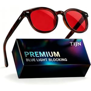 TIJN Blue Light Blocking Glasses Men Women Vintage Thick Round Rim Frame Eyeglasses