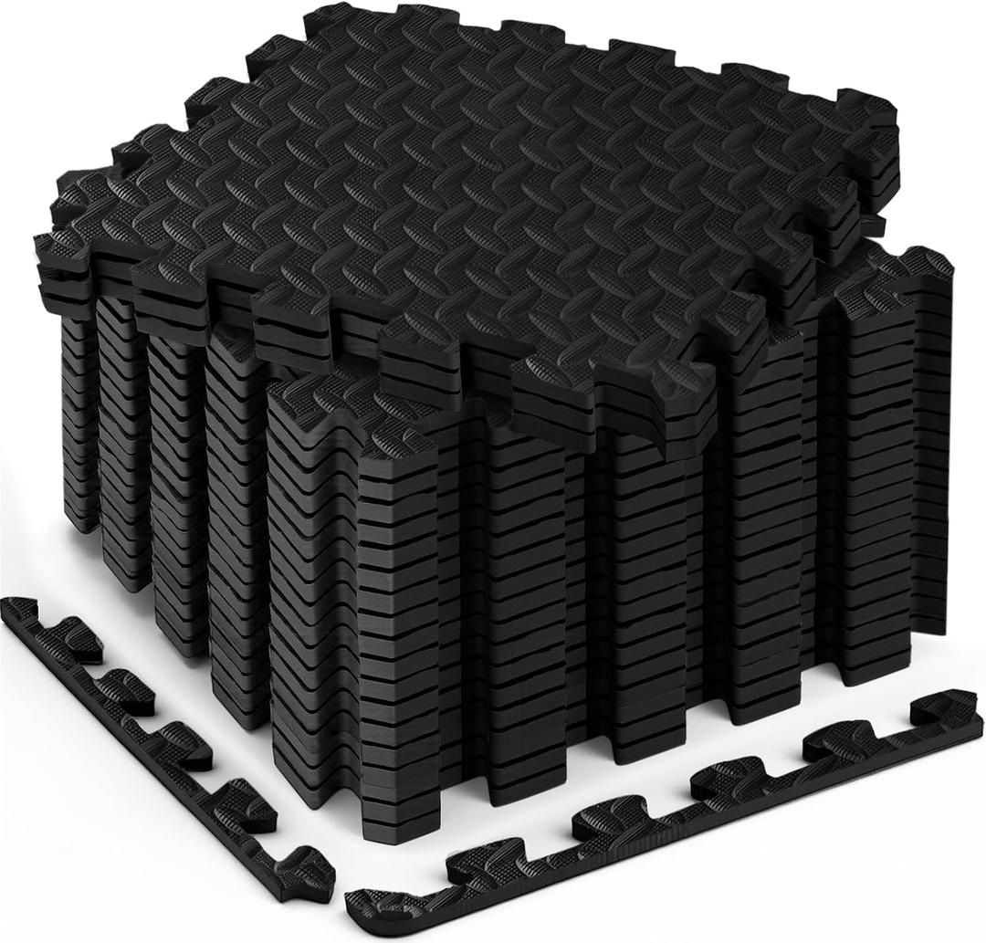 18pcs(12.6"x12.6"x0.4",18sqft) Puzzle Exercise Mat, EVA Interlocking Foam Floor Tiles, Non-Slip, Protective, Water-Resistant Flooring for Home Gym & Workout Equipment