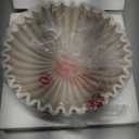 Large Decorative Bowl, Modern Handicraft Bowls for Home Decor, Decorative Fruit Bowl for Kitchen Counter, Ruffle Decor, Stylish Key Bowl for Entry Table, Artificial Stone Beige