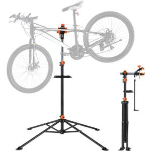 VEVOR Bike Repair Stand, 4-Leg Steel Bicycle Repair Stand, 42.5"-74.8" Adjustable Height Bike Maintenance Work Stand with Magnetic Tool Tray, Foldable Bike Service Stand for Home, Shop (Max 80 Pounds)