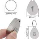 Numbered Key Tags with Rings, Water Drop Shape 304 Stainless Steel Metal Number Tags, Keychain ID Labels - 1 to 10