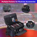 Large DJ Cable File Bag with 8 Detachable Dividers, DJ Bag Padded with Multi-Compartment & Pockets for Music Equipment, DJ Travel Gig Bag Cords Organizer for Musician Instrument
