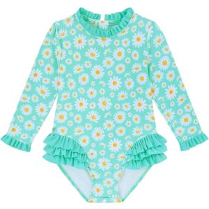 Baby Girl Swimsuit UPF50+ Sun Protection Infant Bathing Suit Long Sleeve Rash Guard 3-24M